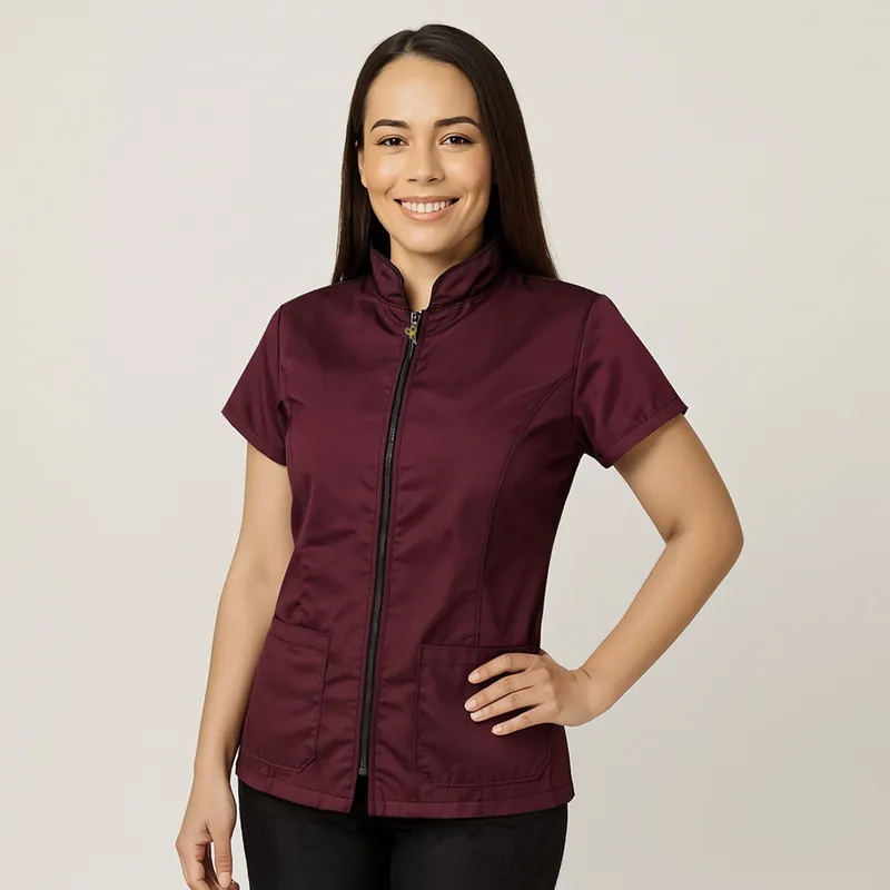 Jaleco Premium Feminino Marsala Anti-Pelos