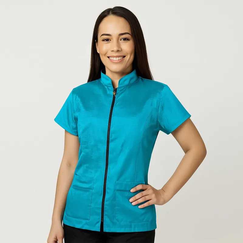 Jaleco Premium Feminino Azul Claro Anti-Pelos